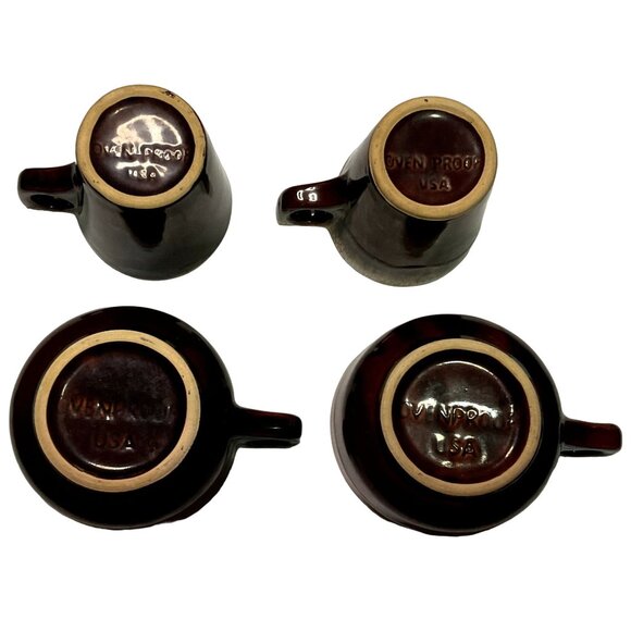 HULL BROWN DRIP SOUP MUGS COFFEE MUGS SET OF 2 EACH STONEWARE OVENSAFE USA - Picture 3 of 3